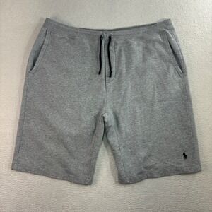 Polo Ralph Lauren Shorts Men 2XL Gray Fleece Sweat Double Knit Tech Drawstring